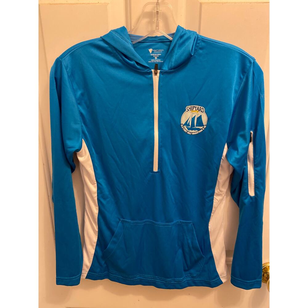 NWOT Ventures Women Small Blue Pullover 1/4 Zip Athletic Hoodie Shipyard Brewing